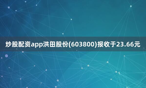 炒股配资app洪田股份(603800)报收于23.66元